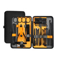 Red 36-piece manicure nail care kit with stainless steel tools in a PU leather case