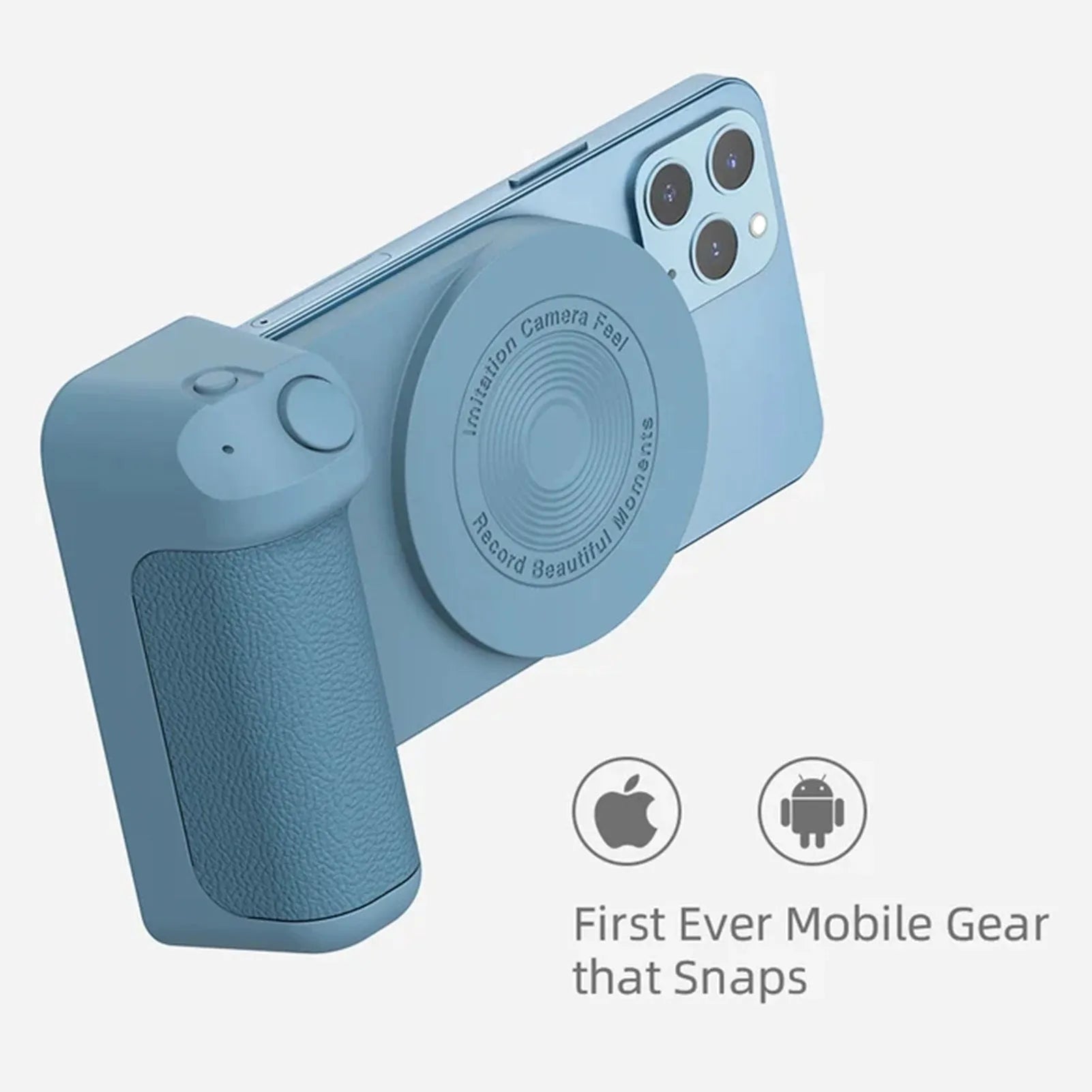 Black magnetic wireless charging camera bracket with rotatable phone holder and ergonomic handle