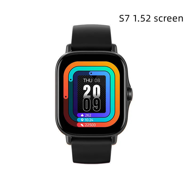 GT20 black alloy smart watch with silicone strap showing heart rate monitoring on screen