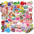 50 colourful candy graffiti stickers with cartoon patterns in 4-6cm sizes