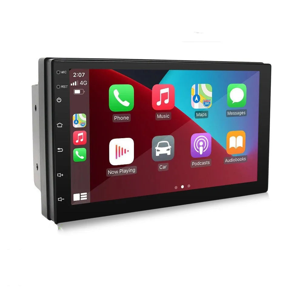 Black universal CarPlay GPS navigation radio with 7-inch screen for manual transmission vehicles