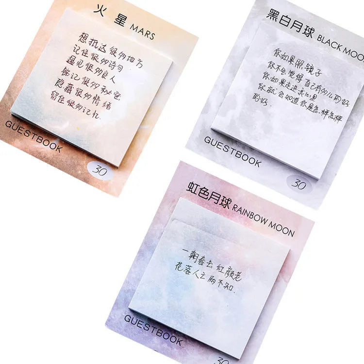 Square 7.3cm planet sticky notes with oil painting artwork of celestial bodies