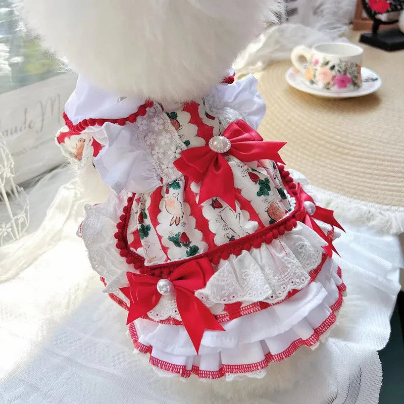 Princess-style rabbit skirt for a small dog, made of blue polyester fabric.