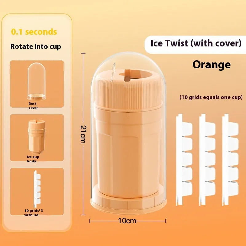 White twisting ice cube tray with rotating release and sealing lid for freezer