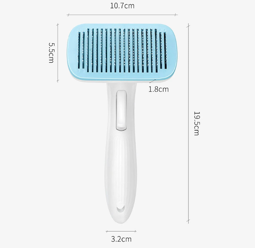 Automatic pet hair removal comb for dogs and cats in blue colour