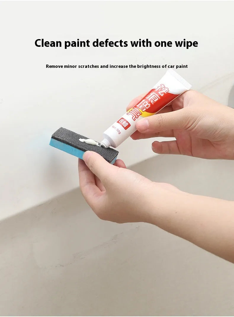 Car scratch repair wax kit containing A and B wax tubes with sponge applicator for paint polishing