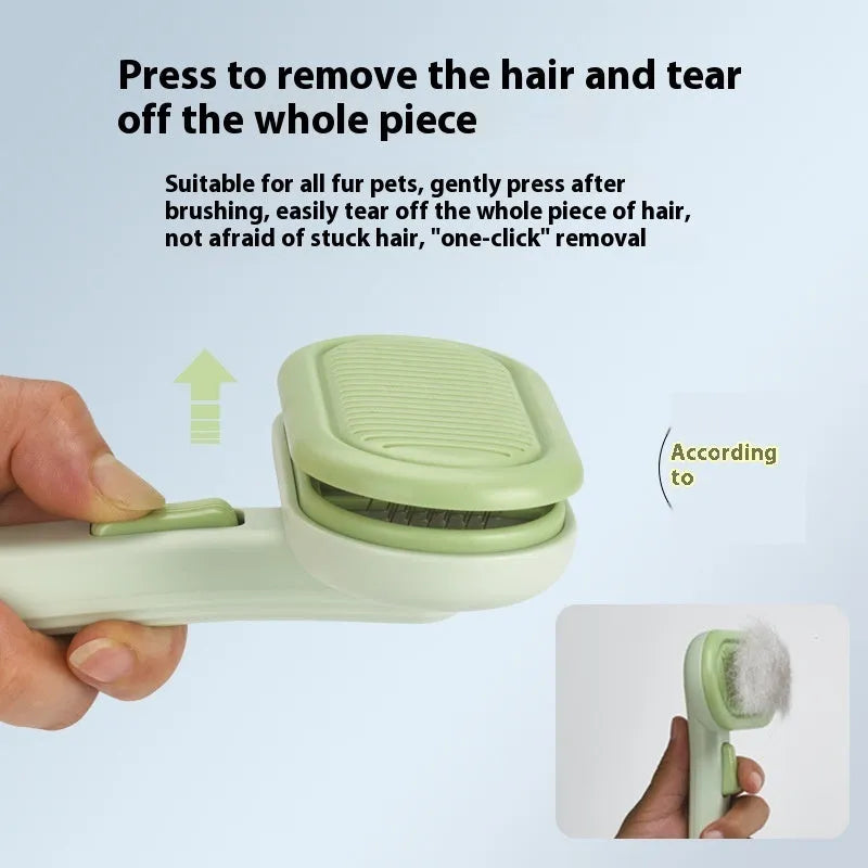 Large pet grooming comb with integrated shaver in light green, pink, or light grey for cat and dog hair removal