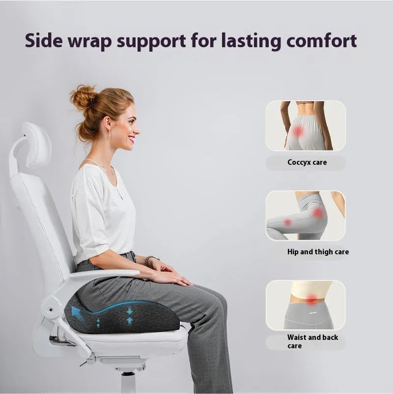 Memory foam office chair cushion in light grey, black or green, 46x43x12cm dimensions