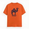 Orange loose-fit cotton t-shirt with short sleeves and a round neck.