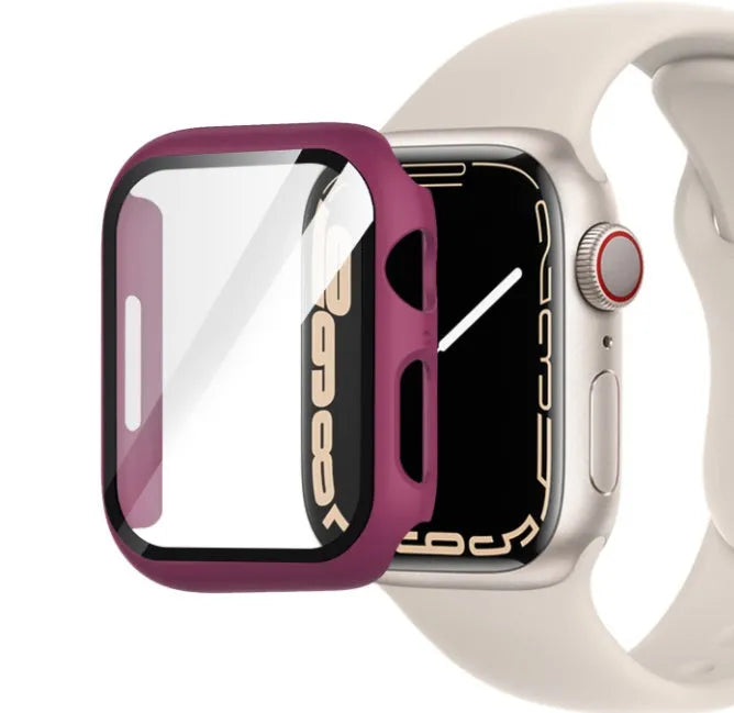 PC tempered film Apple Watch case in transparent showing slim protective design for smartwatch