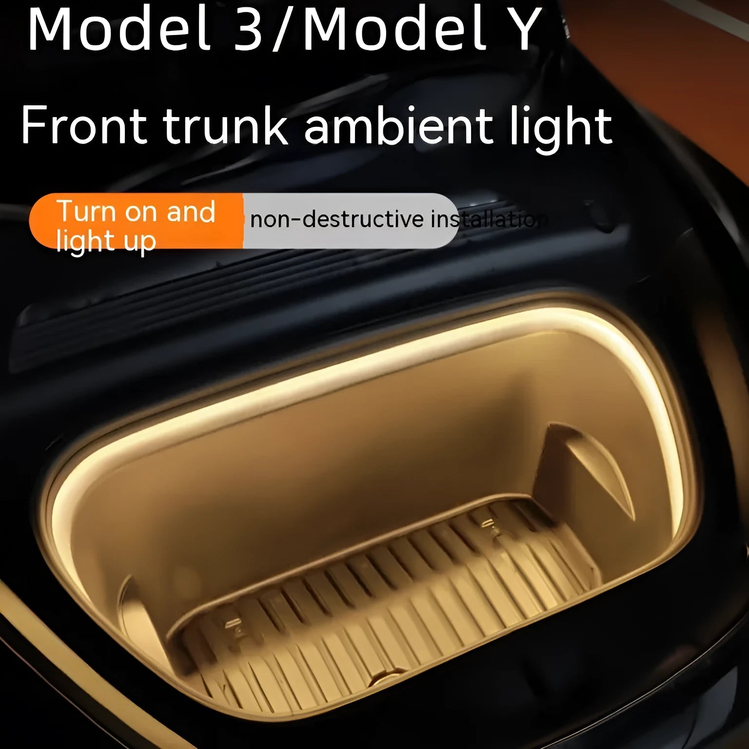 Tesla Model 3 and Model Y front centre console ambience light modification kit in three colour options