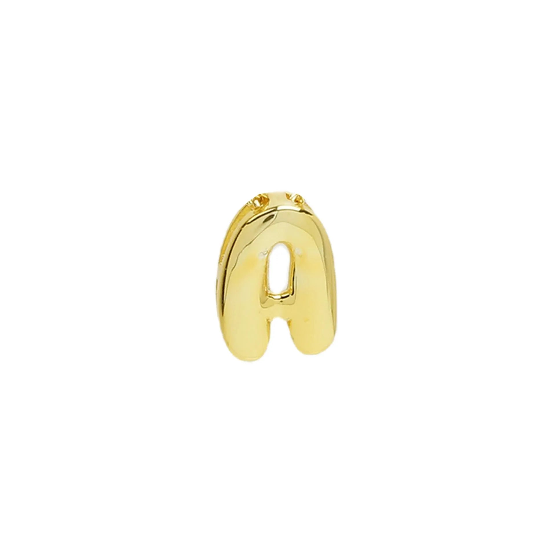 18k brass smooth surface bubble letter bracelet with pendant in gold colour on copper alloy