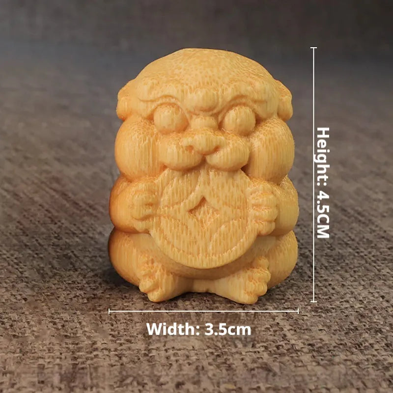 Solid bamboo Take Money carving ornament with 4.5cm height and detailed surface carving