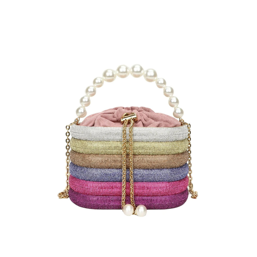 Retro style women's one-shoulder crossbody bag with beaded decoration in soft PU material