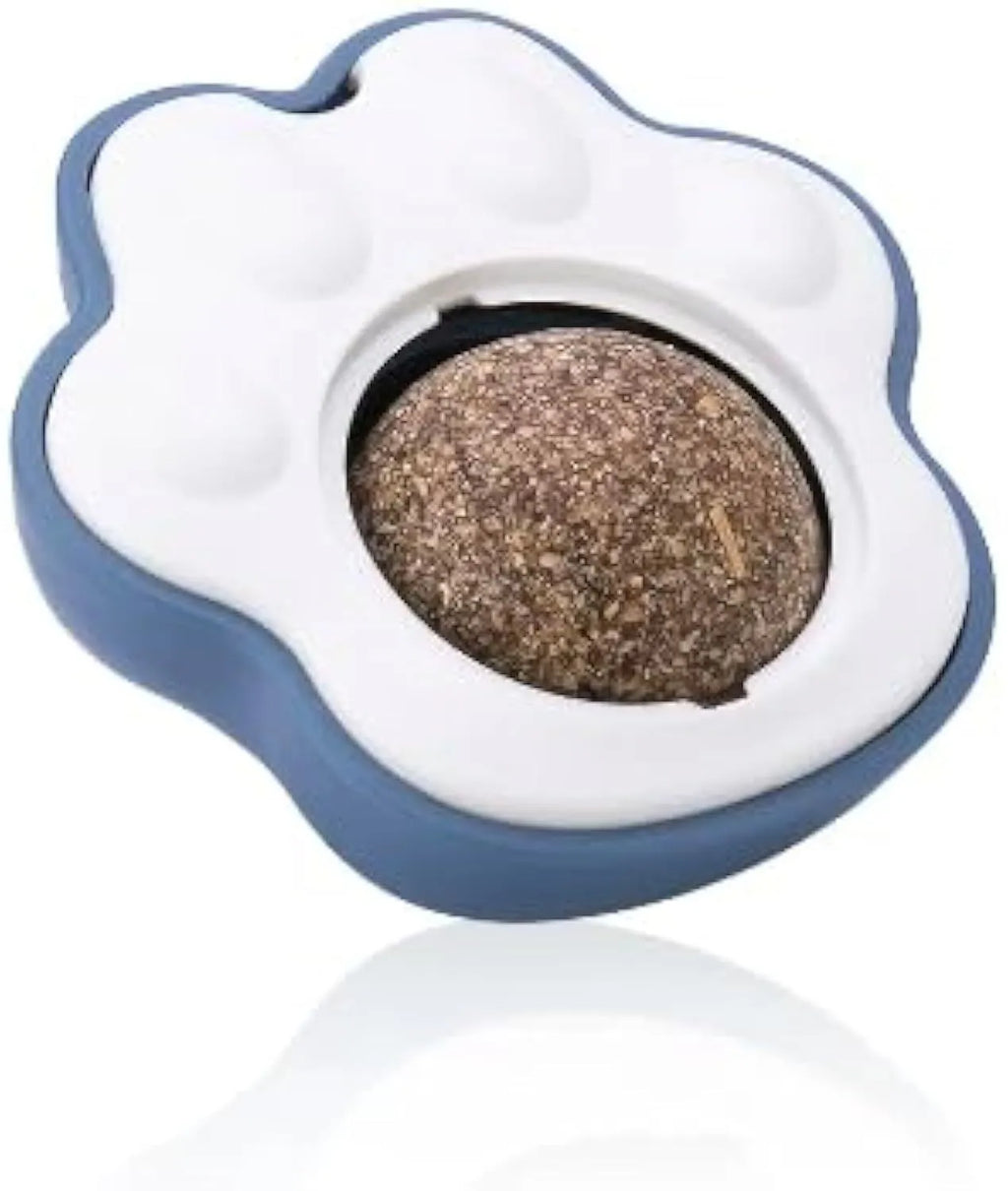 Four edible vine catnip balls for cats in blue, green, and pink colours for dental health chew toys