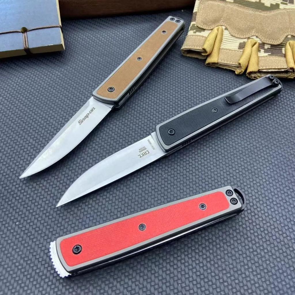 Folding handmade fruit knife with stainless steel blade in black, red or coffee colour