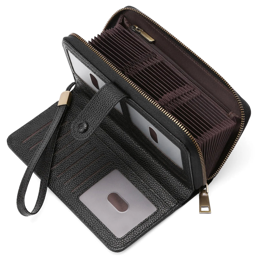 Women's expanding RFID-protected passport wallet in pu leather, shown in multiple colour options.