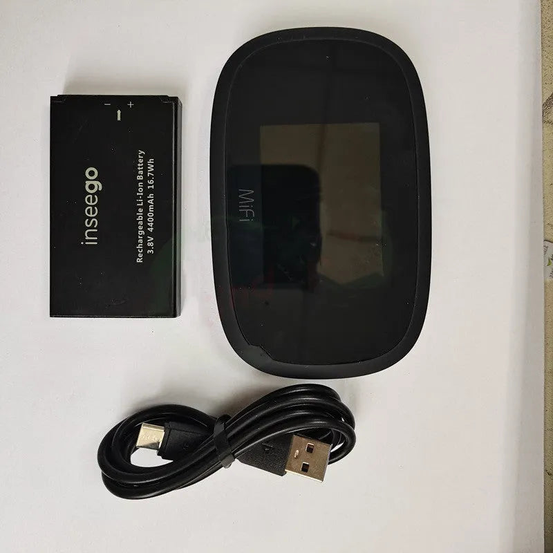 Black Mifi8000 4G portable wireless router with compact design for mobile internet access