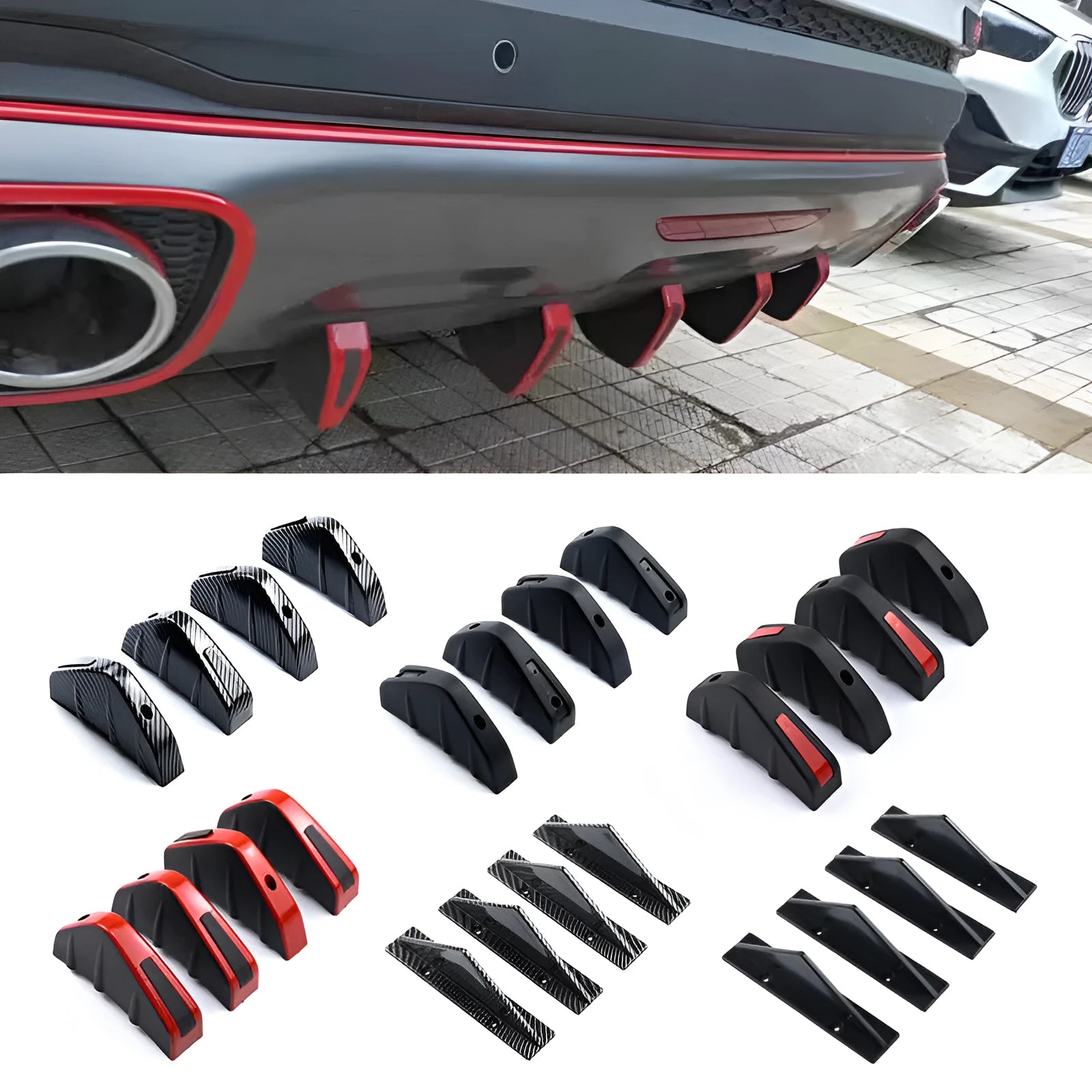 Black triangular ABS plastic rear car spoiler for General Motors models with screws and adhesive