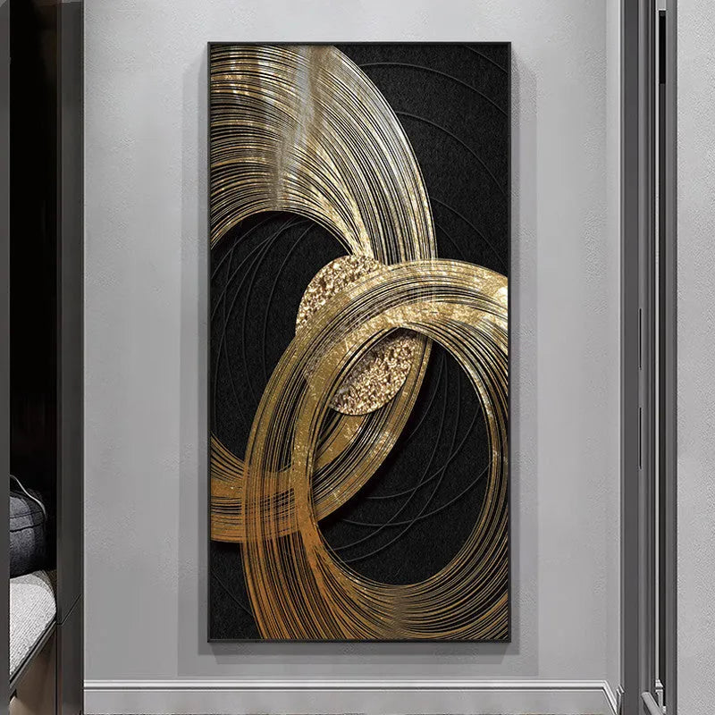 Modern abstract geometric wall art canvas painting with spray-painted design, available in multiple sizes and styles