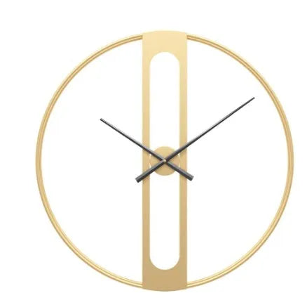 Round metal wall clock with 50cm diameter in black or gold colour option