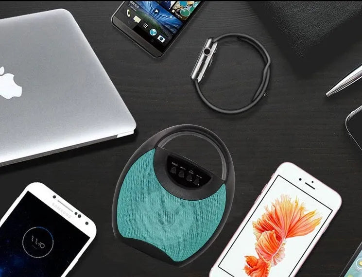 Portable Bluetooth speaker in black, blue or pink colour with USB and card slots