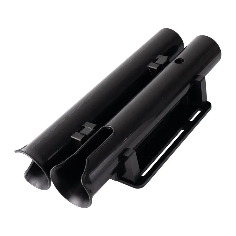 Plastic fishing rod rack with carbon fibre frame for bicycle and motorcycle attachment