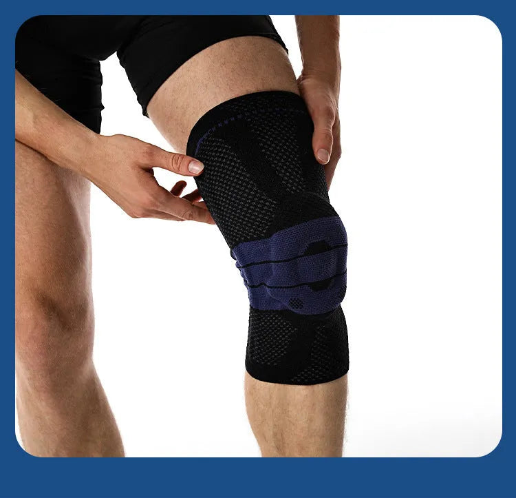 Adult black and blue nylon spandex basketball sports kneecap protector for running
