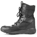 Black and sand coloured Yulong tactical desert combat boots for outdoor climbing and sports.