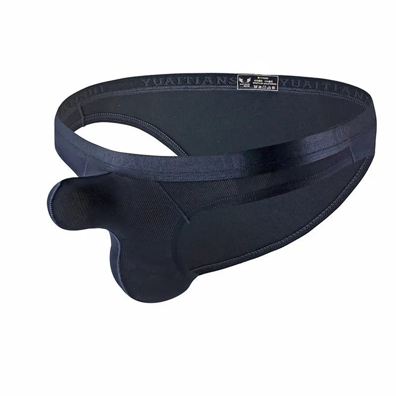 Men's thin solid colour low waist underwear in breathable nylon fabric shown in multiple colour options