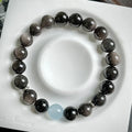 Natural Silver Stone Buddha beads bracelet 10mm unisex hand toy in Wukong style with U-shaped design