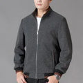 Men's gray fleece jacket sports style with side pocket long sleeves autumn clothing