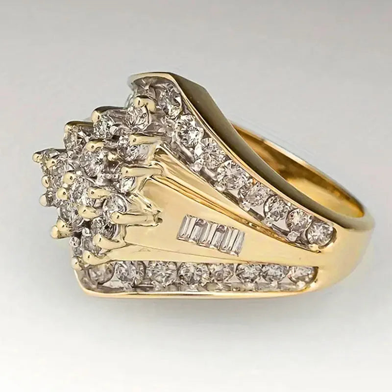 Gold electroplated copper ring geometric shape unisex size no 8