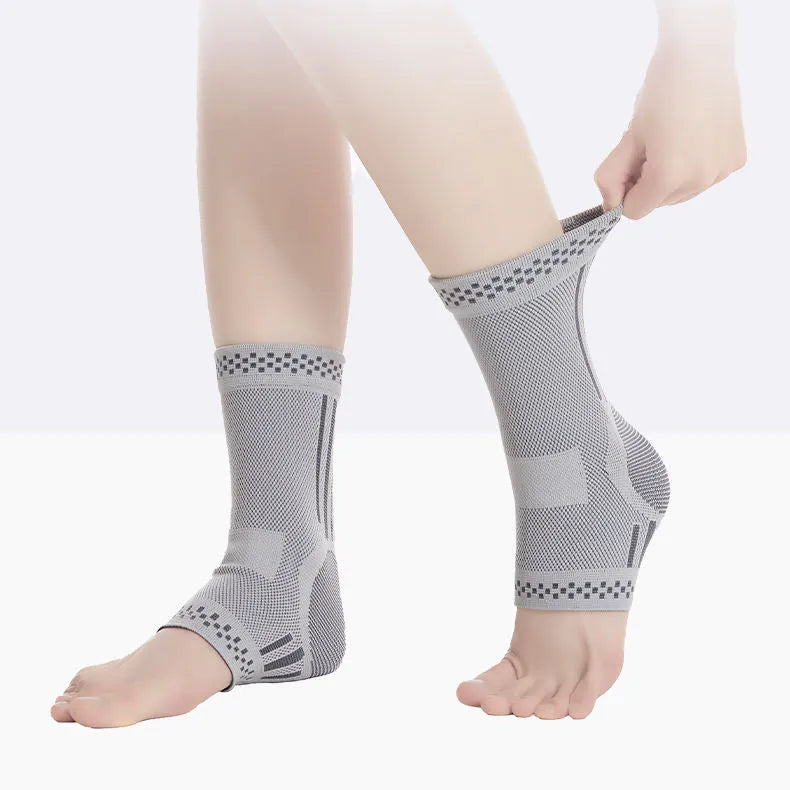 Graphene ankle brace compression sleeve with copper-infused fabric for sprain and tendonitis support