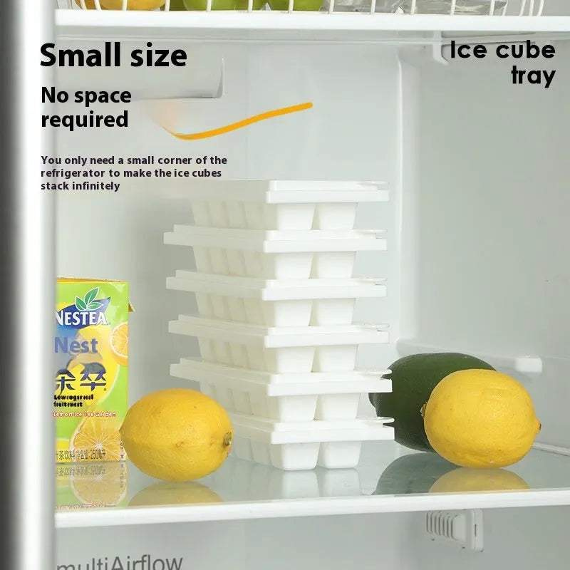 White twisting ice cube tray with rotating release and sealing lid for freezer