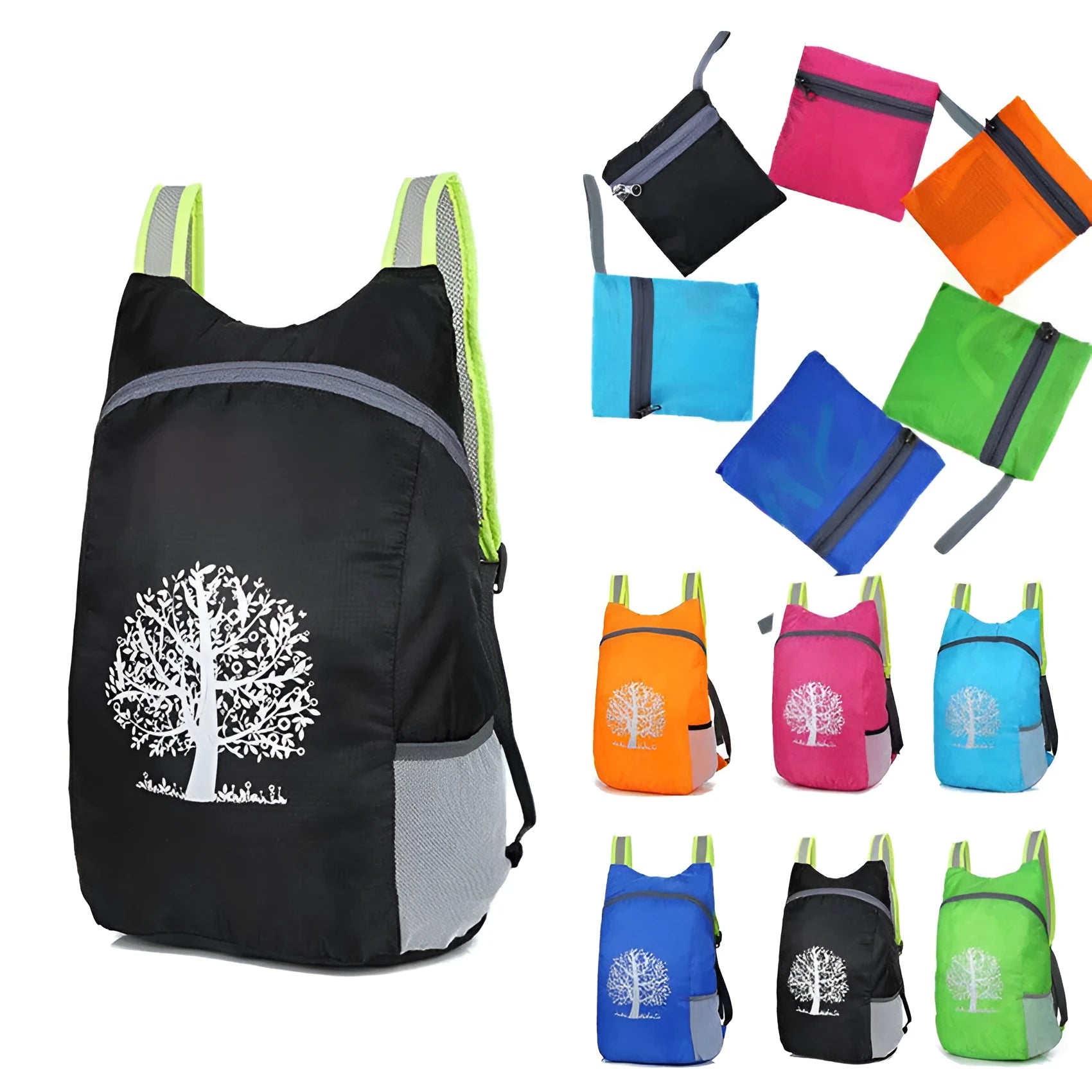Children's folding polyester backpack in bionic camouflage pattern with adjustable straps, 40x28x13 cm