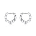 Geometric sterling silver earrings with round retro design and electroplated finish