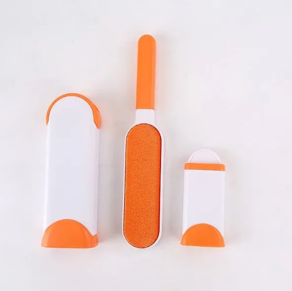 Blue reusable pet hair removal brush and self-cleaning base for sofas and car seats