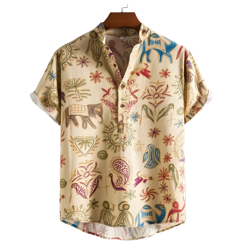 Men's plus size casual shirt with 3D digital printing pattern in cardigan style