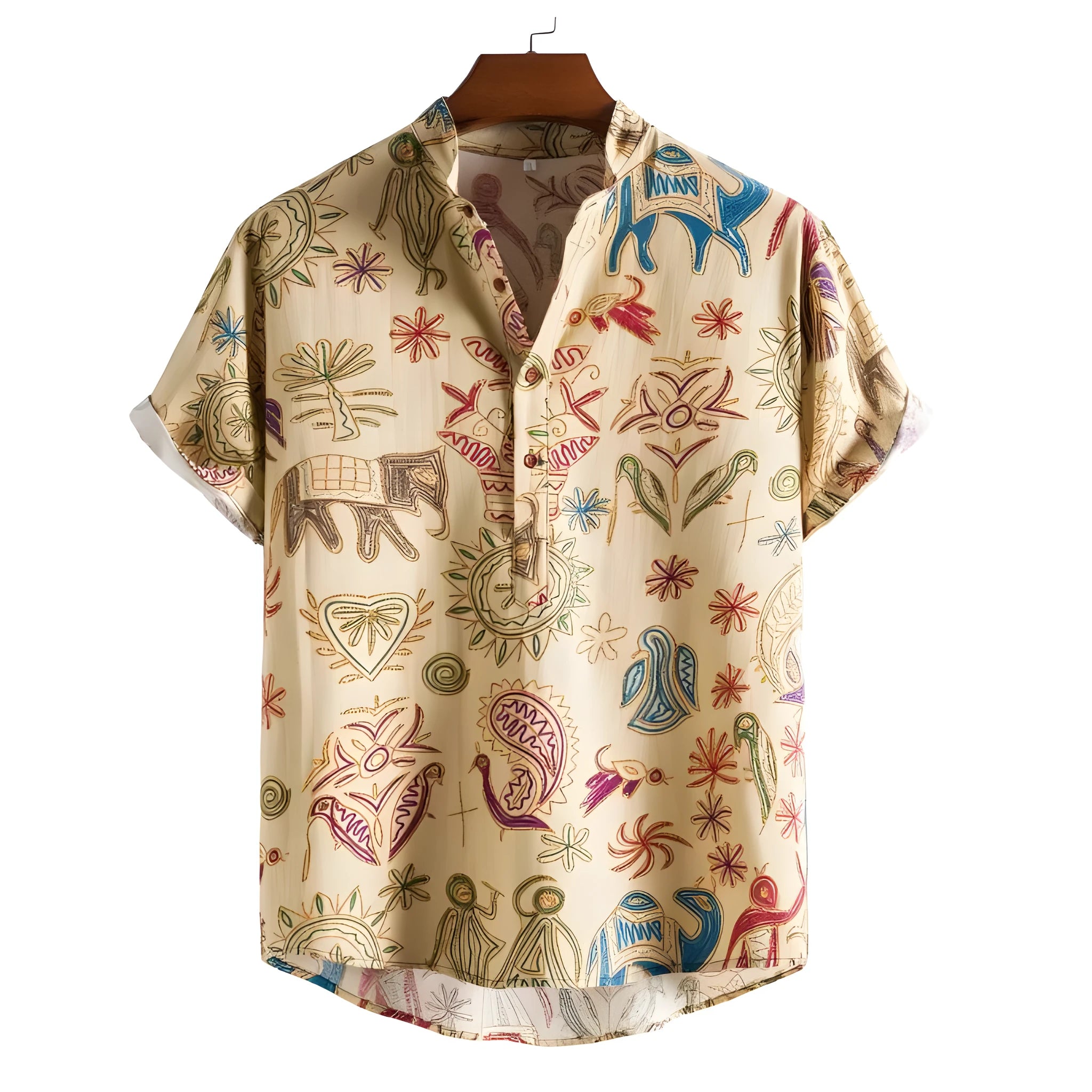 Men's plus size casual shirt with 3D digital printing pattern in cardigan style