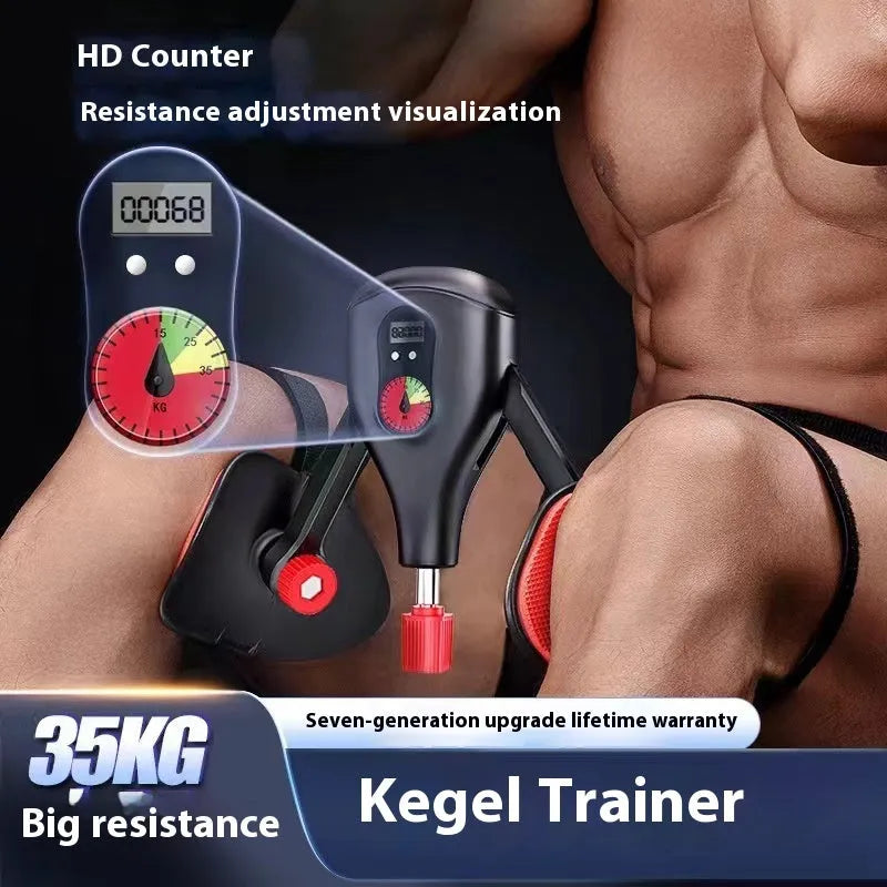 Men's Kegel trainer PC muscle exercise device with fiberglass core available in black or grey with straps