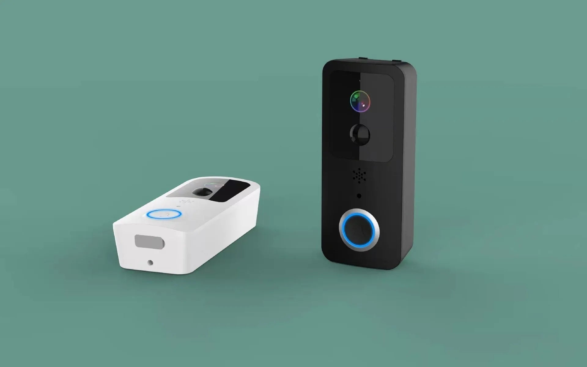 Black or white waterproof visual doorbell with HD camera lens and smart home security features