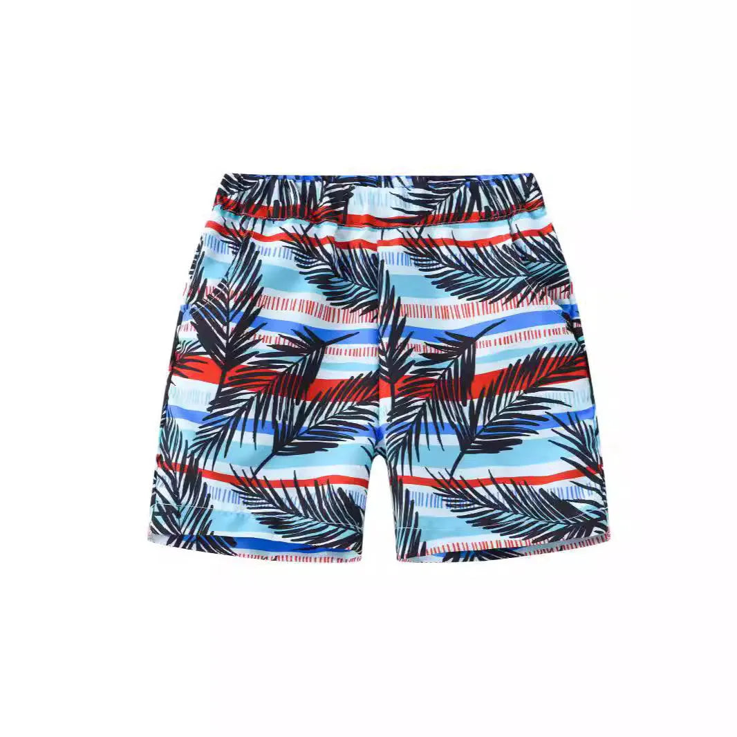 Fashion printed coconut multi-color thin beach pants for children, summer shorts with hairband belt