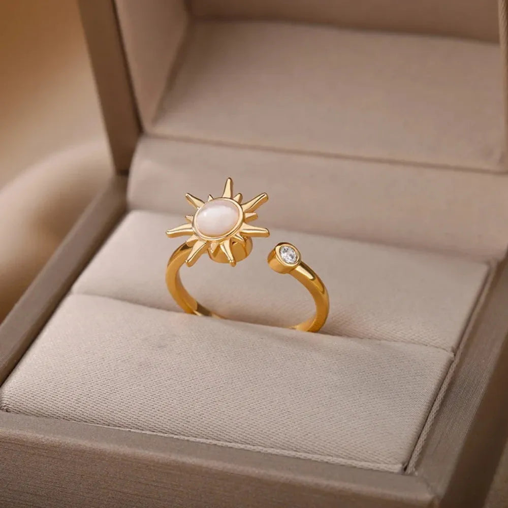 Copper decompression ring with adjustable opening in gold or platinum finish