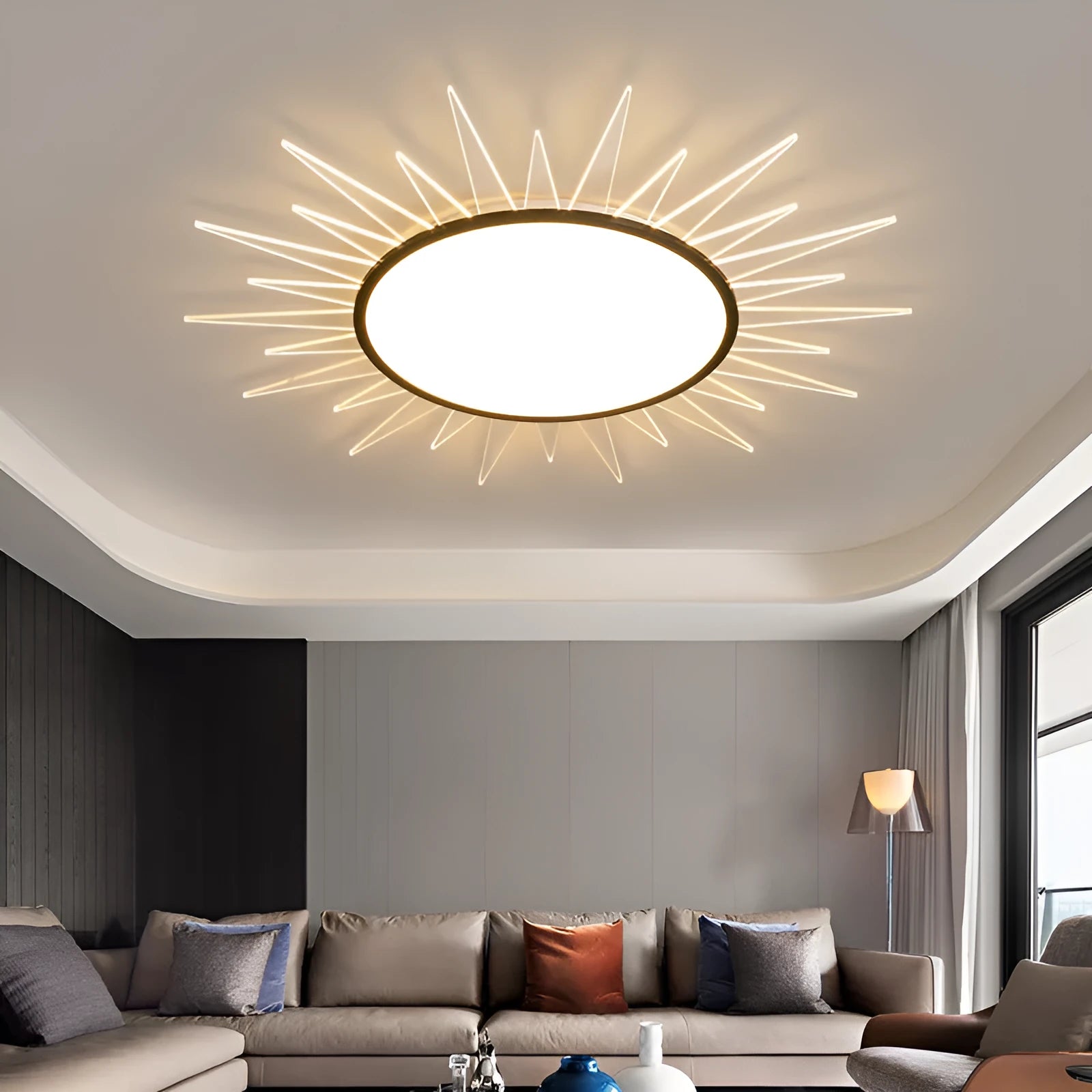 Modern round aluminium LED ceiling lamp with remote control for dimming