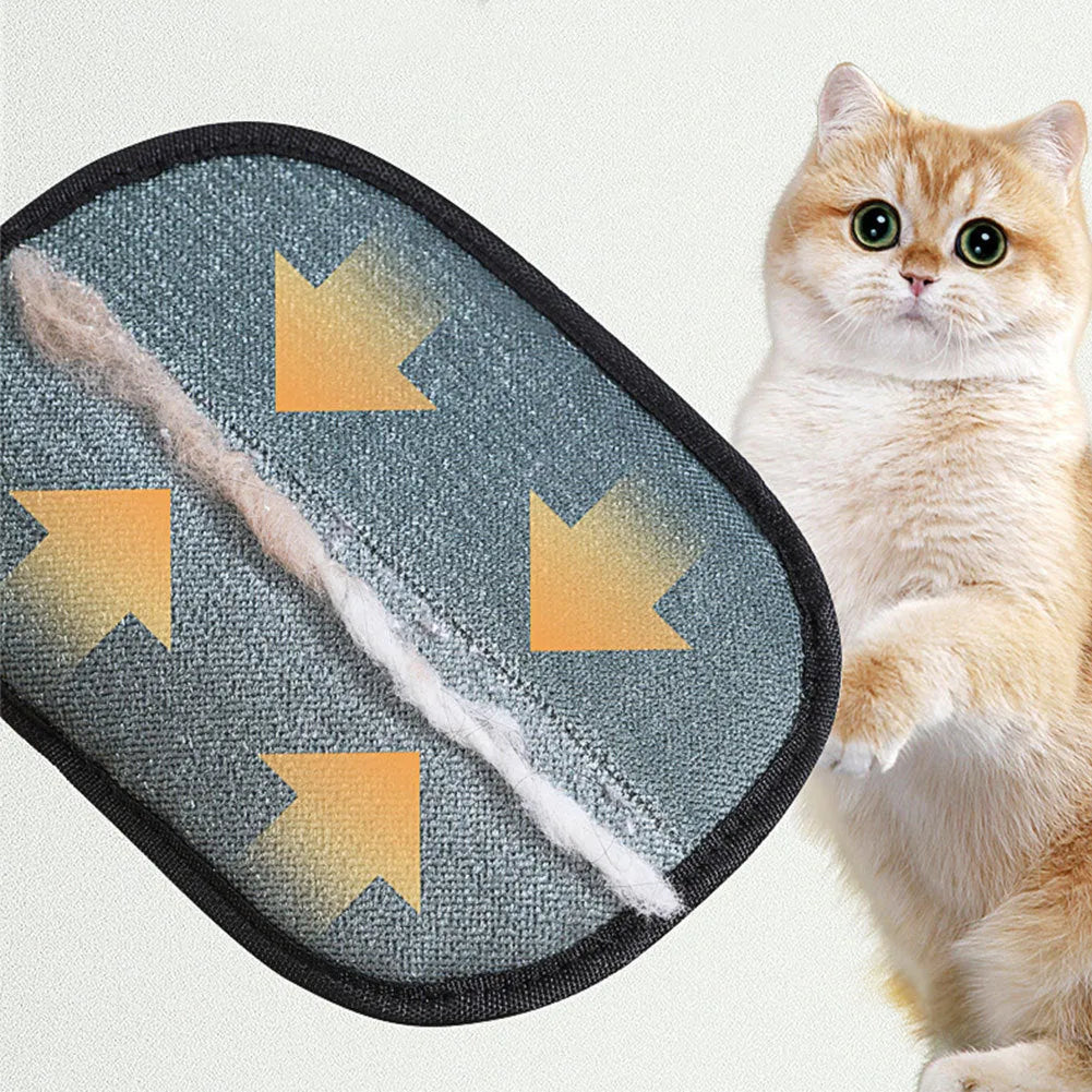 Black pet hair removal gloves with silicone bristles for dog and cat grooming