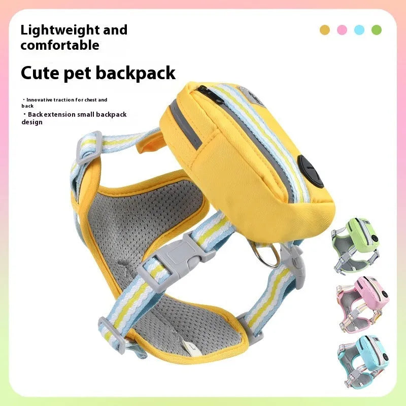 Explosion-proof anti-strangulation pet harness in Oxford cloth with 1.5m holding rope attached