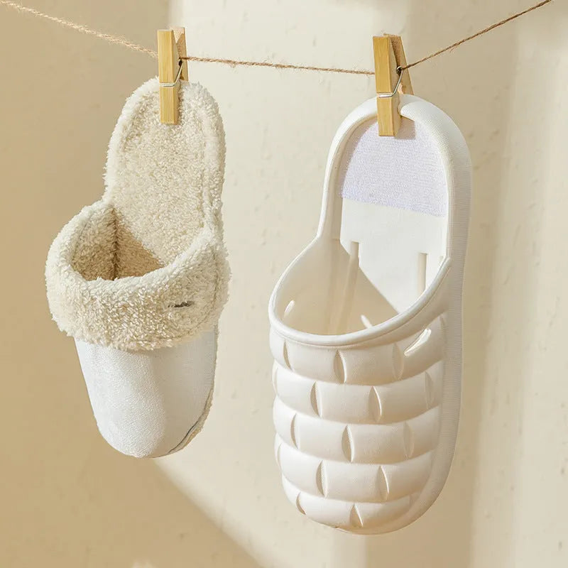Women's detachable EVA slippers with plush lining in pink, green, yellow or white colours