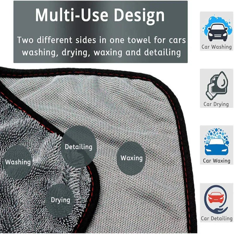 Grey 40x40cm microfiber car wash towel for automotive drying.