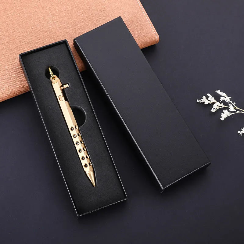 Brass hexagonal roller pen with retro six-angle design and 0.5mm tip
